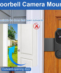 Front view of Anti Theft No Drill Doorbell Mount For Video Doorbells Like Orbitell And Reolink, showing installation on inward door.