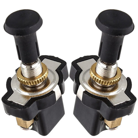 Push Pull Light Switch 12V Two Pack 8mm Thread On Off Toggle Switch For Car Boat Golf Cart Truck Marine Black Round Handle two switches