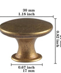 8 Pack Sweet Round Antique Brass Cabinet Knobs For Kitchen Cupboard Doors And Drawers 1.18 Inch Yellow Bronze Drawer Pulls