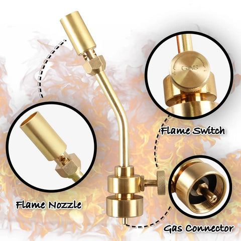 Propane Torch Head With Manual Start Brass Nozzle For Soldering, Welding, Brazing, Thawing And Cooking, Torch Only, Pro Grade Ignite, Easy Flame Adjustment, Durable Brass Construction For Home Diy Projects