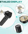EZGO TXT Golf Cart Ball Joint Kit And Tie Rod End Set Fits 2001 Up 36V Electric Or Gas, Built Tough Right And Left Tie Rod Ends And Steering Back Outer Ball Joint 70695-G01 70902-G01 70902-G02 OEM Compatible, black metal close-up