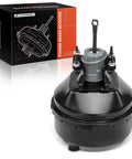 Heavy Duty Vacuum Brake Booster For Chevy Camaro And Pontiac Firebird 1993 To 2002 3.4L 3.8L 5.7L angled view with box