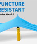 Blue Nitrile Exam Gloves XL 100 Count 4 Mil Thick Hella Durable Powder Free Latex Free Heavy Duty Medical Grade With Superior Flex And Grip For Top Tier Safety Every Time, stretched to show puncture resistance.