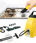 Beast 3000W High Pressure Handheld Steam Cleaner For Kitchen in use on stovetop with attachments displayed