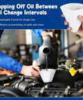 Person using a 50 Pack Disposable Paper Oil Funnels, 10 Oz Capacity, Large Engine Oil Change Cones For Gas Cars, Single-Use Dispensers