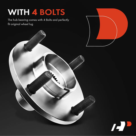 Front Wheel Bearing And Hub Assembly For Ford Focus 2000 To 2011 With 5-Lug, Front Left And Right Fit, Pre-Greased, 4 bolts visible