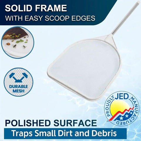2 Foot Hand Skimmer Net For Hot Tubs And Above Ground Pools Made In USA Durable Plastic Pool Cleaning Tool Lightweight White