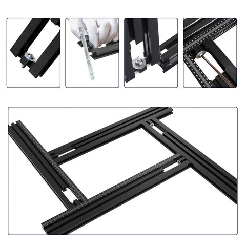 Pro Grade Saw Guide Rail With Adjustable Support Bracket For Rock Solid Alignment And Killer Precision Cuts Perfect For Weekend Warriors And Smooth Routing Projects showing adjustable bracket installation and aluminum track detail.
