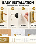 Easy installation guide for Big Shot Heavy Duty Foldable Wall Hooks Built From Tough Zinc Alloy Featuring A Clean Gold Tone.
