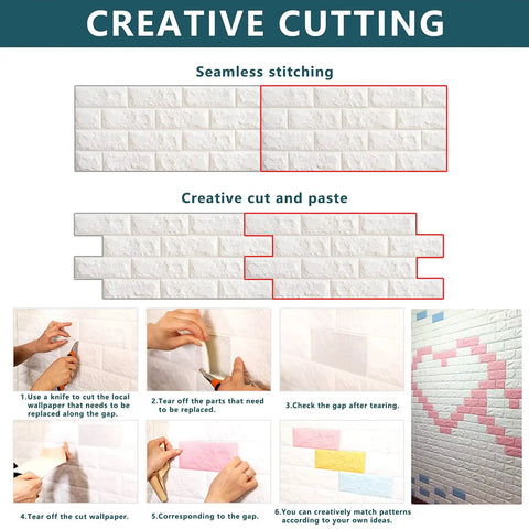 White 3D Wall Panels Pack Of 20 Sheets With 29 Sq Ft Coverage Printable Wallpaper Sticker Self Adhesive Waterproof Brick