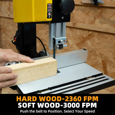 10 Inch Dual Speed Band Saw With Stand For Hardwood And Softwood Cutting 2360 FPM And 3000 FPM 4.3 Amp Benchtop Woodworking Saw