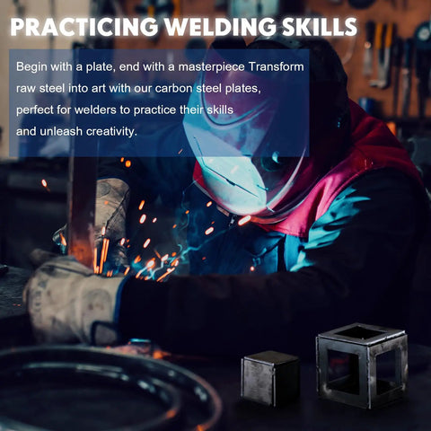 Welder practicing with 48 Piece Welding Practice Kit With 11 Gauge Steel Coupons 2x2 And 3x3 In For Beginner Welders