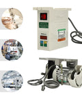 Industrial Leather Skiving Motor SM-801 1200 RPM Electric Shovel Skin Cutter for sewing machines, close-up with control box.