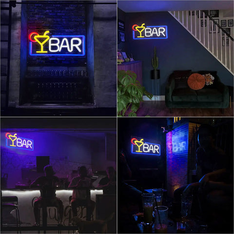 USB Powered Dimmable Neon Bar Sign For Home Pub Or Man Cave Wall Decor Bright LED Cocktail Neon Light For Parties 16.5x8.7in