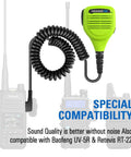 Two Pin Walkie Talkie Speaker Microphone With PTT For GMRS Ham Radio Shoulder Clip On Remote Mic 2 Pack Green Three Point Five Millimeter Earpiece Jack
