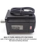 CSM NEMA 34 integrated servo stepper motor with built-in multi-turn encoder, 24–48VDC, 6A, side view