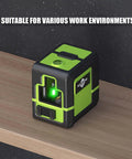Laser Level Pro Grade With Green Cross Line For Easy DIY Interior Decorating And Quick Vertical And Horizontal Measurement 1200mAh Rechargeable Battery Delivers 10 Hour Standby Time on shelf