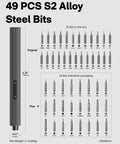 Ultra Portable Electric Precision Screwdriver Set With 49 S2 Steel Bits, Magnetic Storage, USB C Rechargeable, display of bits