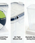 Filament Storage Box 4 Pack 4.0L Waterproof Dust Proof Container showing crystal clear view, silicone seal, stackable design
