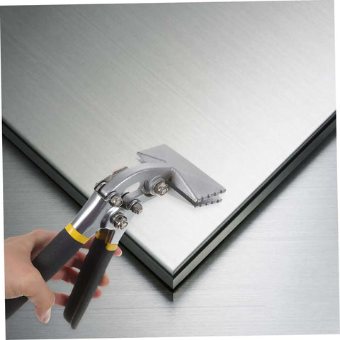 3 Inch Manual Sheet Metal Bender Tool With Straight Jaw Edge Seamer in use on metal sheet