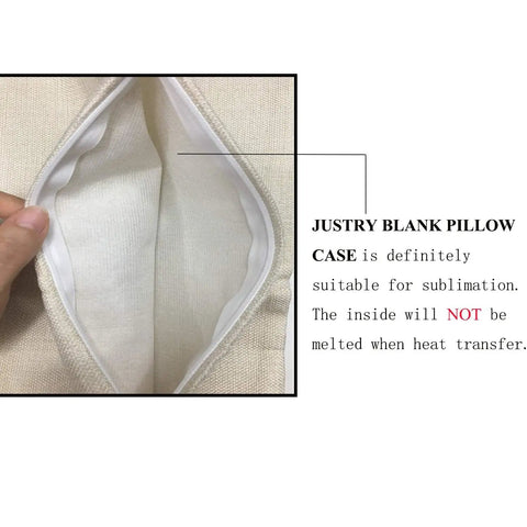Close-up of 4 Pack Sublimation Linen Pillow Covers 18x18 Inches showing invisible zipper and inside fabric for DIY projects.