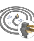 Heavy Duty 30 Amp 3 Prong Dryer Cord, 10 Foot Appliance Power Cable with ring terminal connectors and plug detail