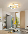 Dimmable LED Ceiling Light Star Shaped Cartoon Design Acrylic Chandelier With Remote Mount Lighting Fixture in kids' room