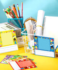 36 Piece Kids Photo Nameplates For Desks With Photo Space Up To 2.4 By 2.75 Inches Self Adhesive Labels In 6 Bright Colors displayed