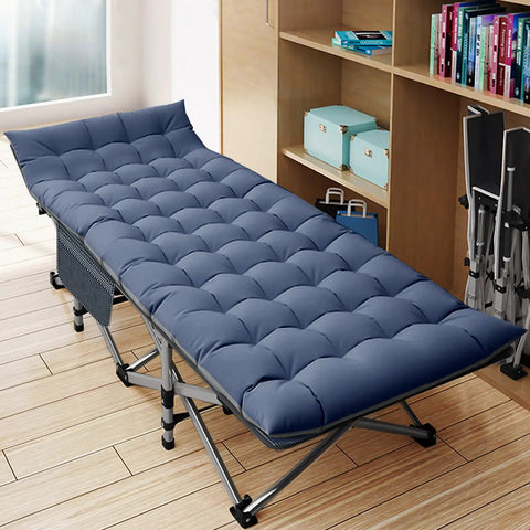 Heavy Duty Folding Camping Cot With Mattress For Adults 2 Pack Portable Sleeping Cot Beds in an office space