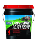 Front view of Henry Driveway E-Z Stir Asphalt Filler & Sealer 4-gallon bucket for long-lasting weather-resistant seal coat.