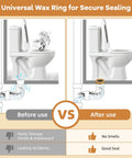 Premium Heavy Duty Toilet Wax Ring Replacement Kit Fits 3 Inch Or 4 Inch Pipes, before and after sealing comparison.