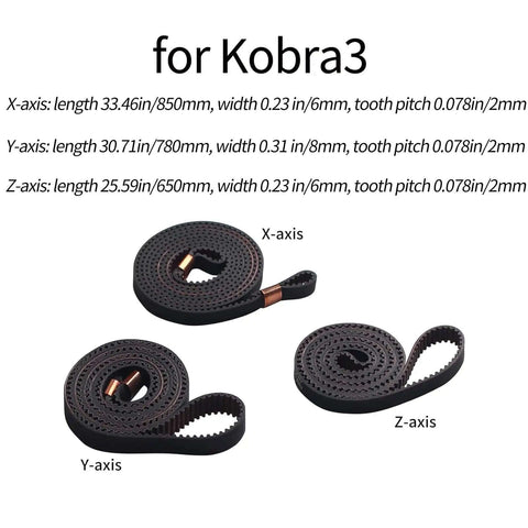 Kobra3 X Y Z Axis Timing Belt Kit Rubber Drive Belts Replacement for 3D Printer Easy Install Spare Part for Kobra 3 Models