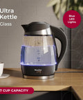 Fast Boil Electric Kettle Cordless With 1500W SpeedBoil No Fuss Quick Heat Borosilicate Glass Water Heater with LED indicator on countertop
