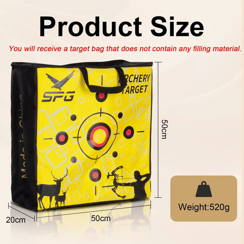 Portable Archery Target Bag With Easy Carry Handles Weatherproof Design Ideal For Backyard Practice Outdoor Hunting And Shooting Training Replacement Target Bag Built From Durable Oxford Fabric, yellow with target pattern, size 50cm x 20cm