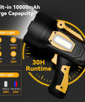 Rechargeable 2,000,000 Lumen Spotlight Flashlight With COB Light Beast Mode Bright Foldable Tripod Handheld Outdoor Searchlight