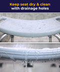 Shower Chair For Tub And Shower with drainage holes and stable gripping handles, adjustable bath seat for seniors, non-slip feet