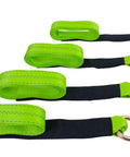 4 Pack 2 Inch By 96 Inch Car Tie Down Straps For Trailers With Flat Hooks, 3333 Lb WLL, High Visibility Green, polyester webbing