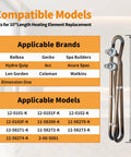 4kW 240V Hot Tub Heater Element Replacement For Balboa Spa And Flo Thru Universal Heating Element Compatible With Gecko Hydro Quip Acura Spas Coleman Watkins Dimension One next to compatibility chart.