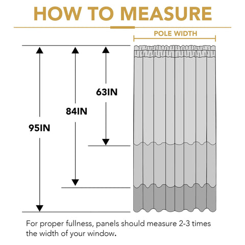 Measurement guide for Beige Farmhouse Sheer Curtains 95 Inch Long For Living Room And Bedroom Cozy Light Filtering Semi Sheer Panels