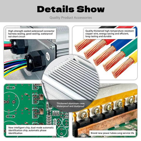 Beefed-Up Dual-Mode Brushless Controller For E-Bikes And Trikes, 1500W/1800W/2000W, 48V-72V, Junction Box Included, 30-Tube Design, Auto Phase Recognition, Smooth Start, Precise Braking And Steering Control, aluminum case and copper wire details
