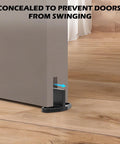 Heavy Duty T Shaped Barn Door Floor Guide 2 Pack Adjustable Bottom Track System For Sliding Doors installed on wood floor