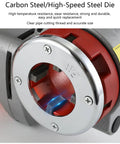 Heavy-Duty 2300W Handheld Electric Pipe Threader Kit With Six Dies close-up of carbon steel die showing clear thread cutting details.