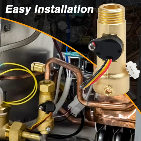 Easy Installation for RV Tankless Water Heater Flow Sensor Replacement For Girard GSWH2 And 2GWH24, brass sensor with wiring