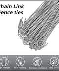 100 Pack 8 Inch Aluminum Chain Link Fence Ties For 14 Gauge Wire Ideal For Garden Fences Dog Kennels Chicken Coops And Quick Fence Repairs No Brainer Easy To Use