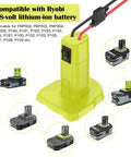 Ryobi 18V Battery Adapter For Power Wheels And DIY RC Cars, features and compatible batteries shown