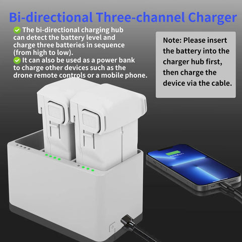 2-Pack 3850mAh Mini 3 Series Intelligent Flight Battery Plus with Bi-Directional Charging Hub for DJI Mini 4 Pro and phone charging