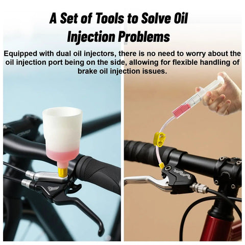 Bike Hydraulic Brake Bleed Kit With 150ml Mineral Oil Universal Adapters For Shimano TEKTRO TRP Disc Brakes, injection demonstration