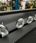 Close-up of hot dip galvanized eye bolts with nuts showing detail, part of Eight Pack One Half Inch By Eighteen Inch Beefy Eye Bolts.