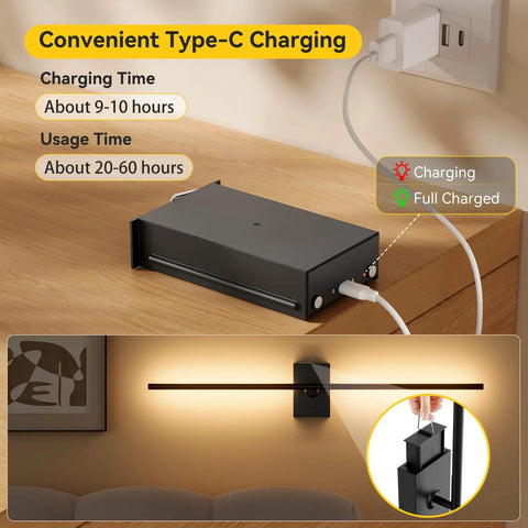 Heavy Duty Battery Operated Wall Sconces Set Of Two With Remote Control And 10000 Mah Rechargeable Battery Pack charging setup on a wooden table.
