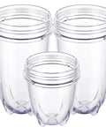 3 Pack Replacement Cups For 250W Personal Blenders 16 Oz Tall Cup And 12 Oz Short Cup BPA Free Tritan Material